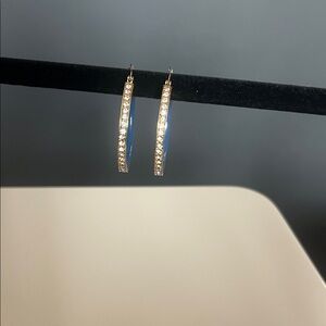 White House Black Market Gold and Blue Crystal Hoop Earrings